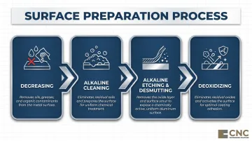 4-step aerospace aluminum surface preparation sequence before finishing treatment