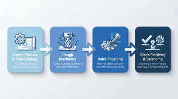 4-stage 5-axis impeller machining process from design review to dynamic balancing