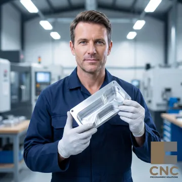 Technician inspecting finished aluminum casting