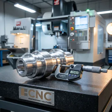 Machined metal component being inspected