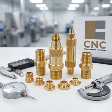 Machined brass medical parts on inspection table