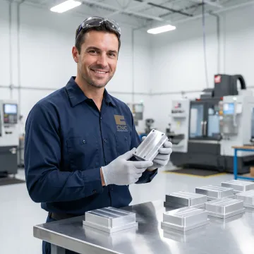Technician inspecting anodized aluminum parts