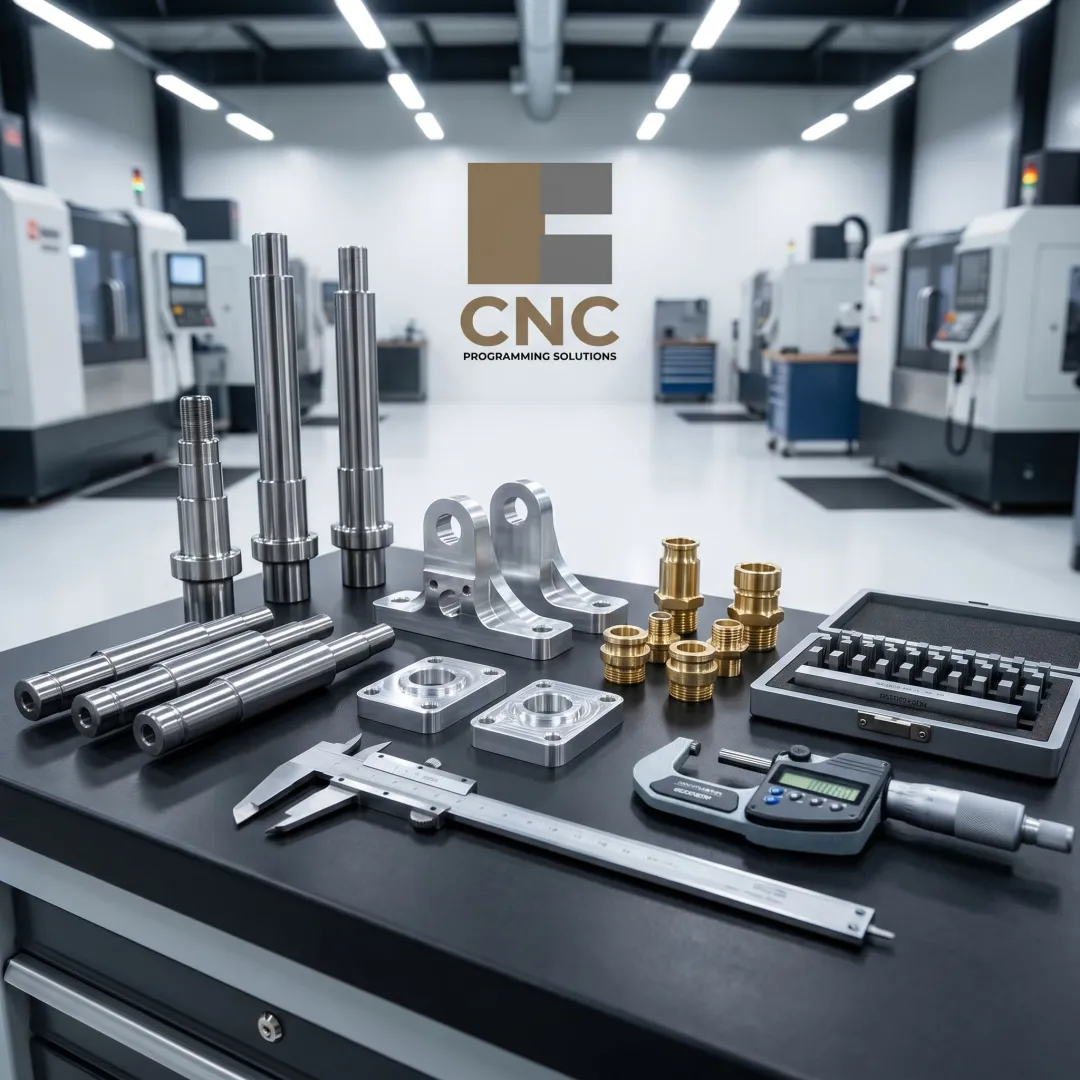 Machined OEM components on a workbench