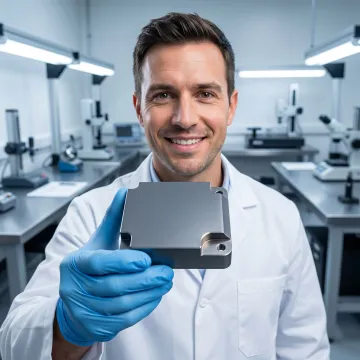 Technician inspecting coated anodized components