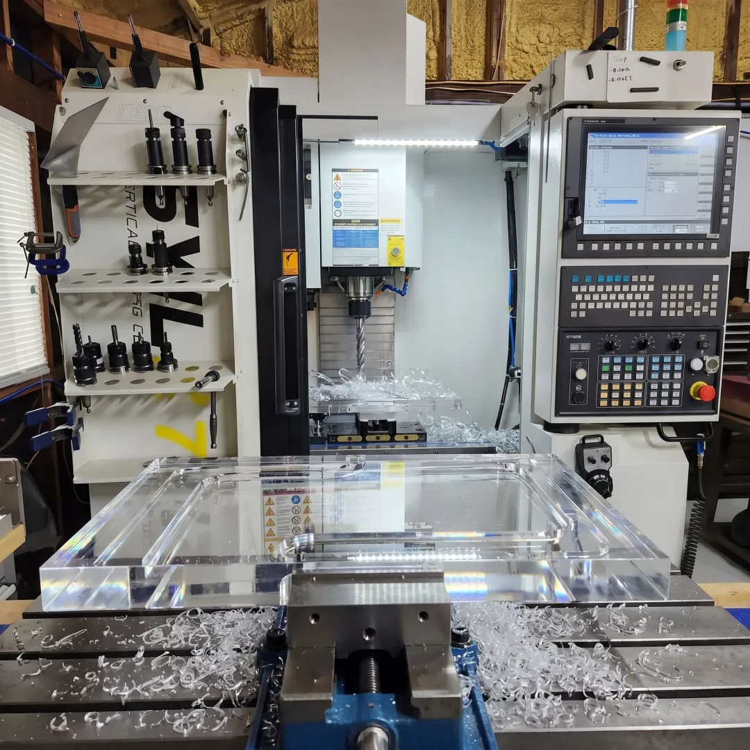 Custom acrylic part on CNC machine