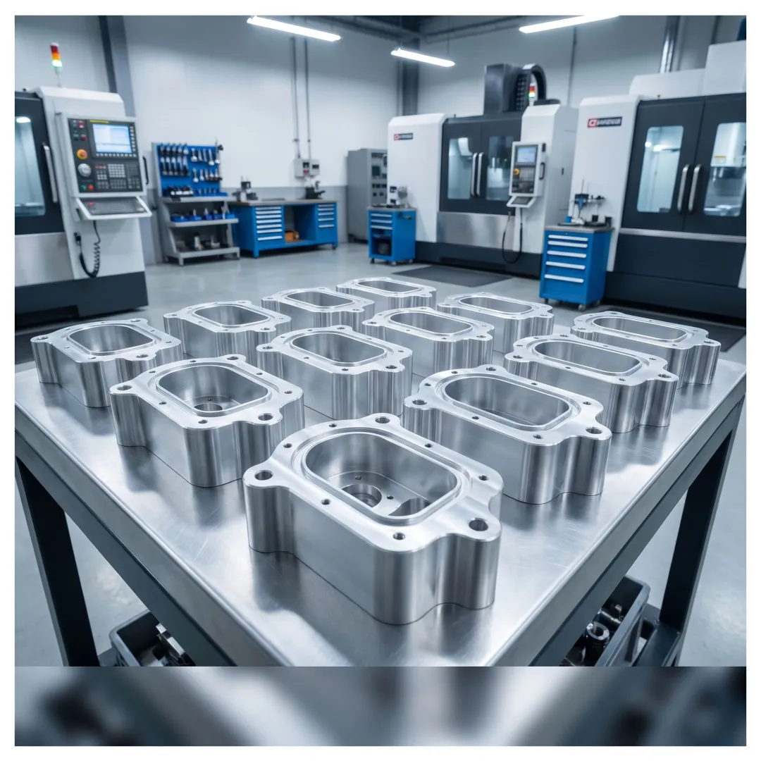 Technician inspecting finished aluminum casting