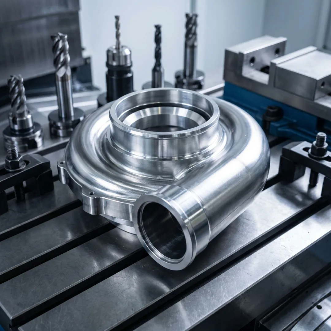 Machined clean energy component on CNC equipment