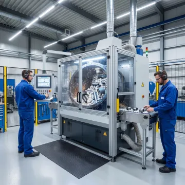 Automatic deburring machine finishing metal parts