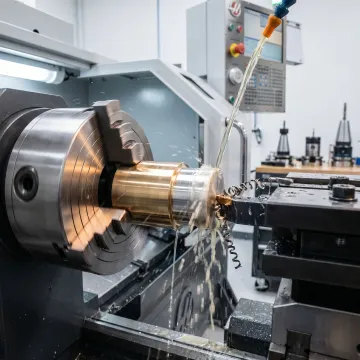 2-axis CNC lathe machining a precision metal part