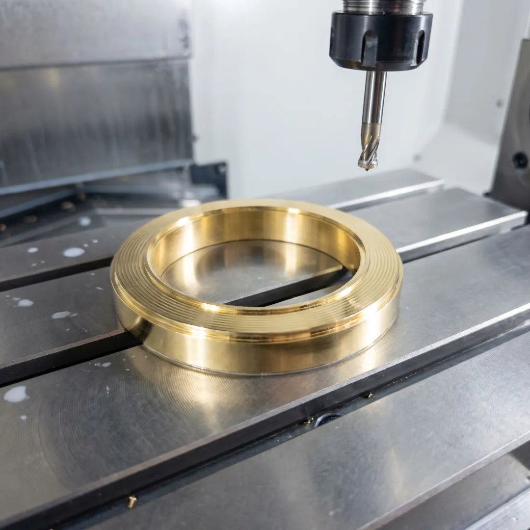 Detailed jewelry part on CNC machine table