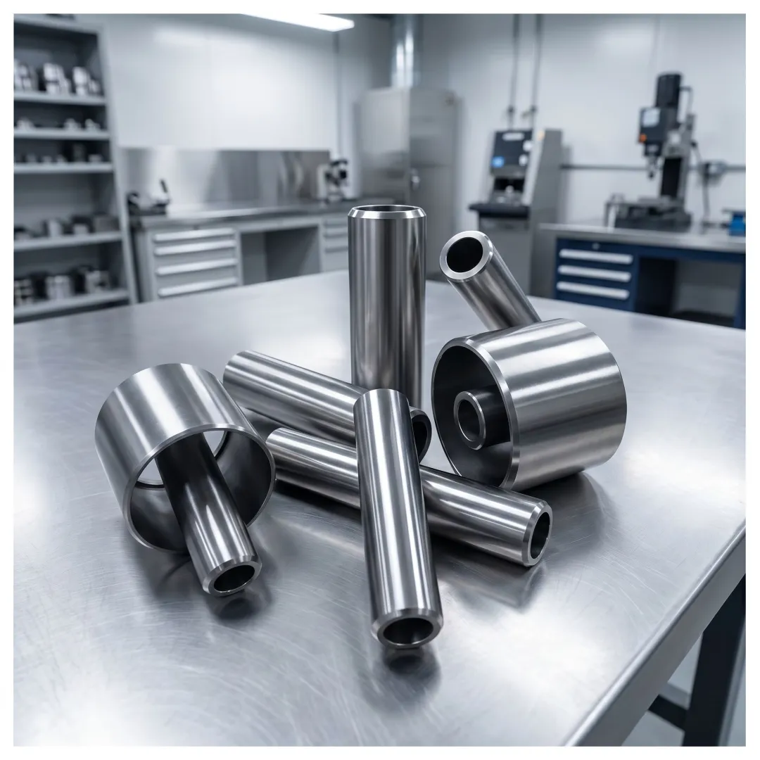 Technician inspecting deburred machined parts
