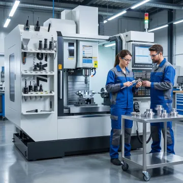Precision CNC machining in a manufacturing shop