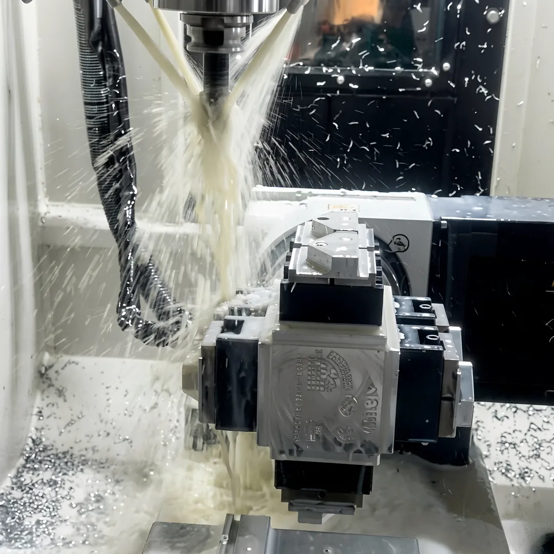 Precision CNC machining in progress