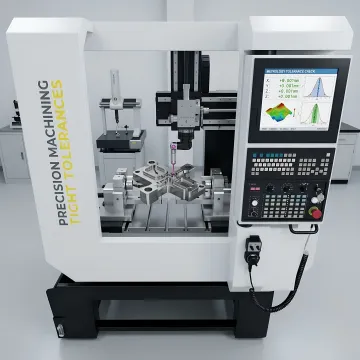 Technician inspecting a machined metal component