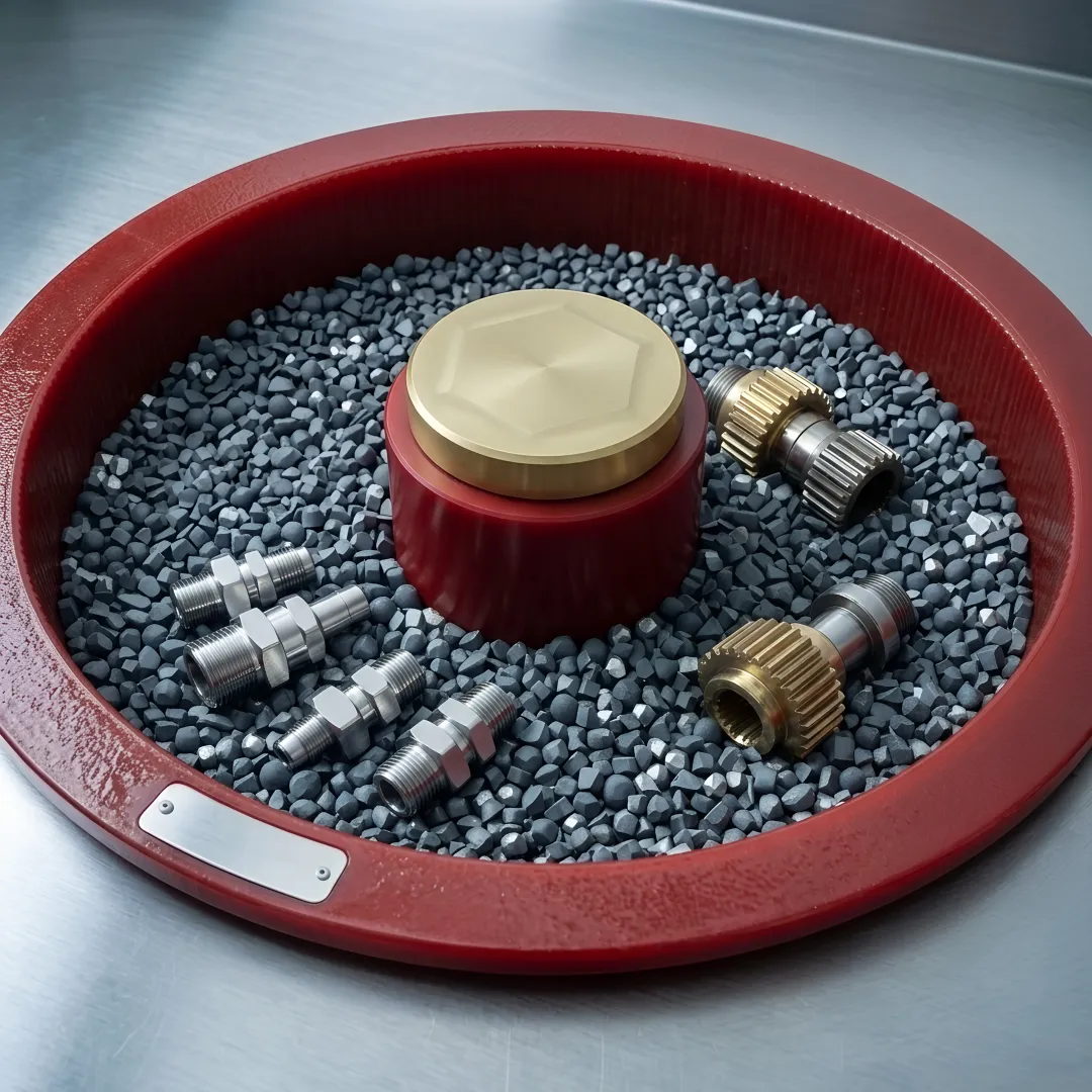 Technician inspecting deburred metal parts