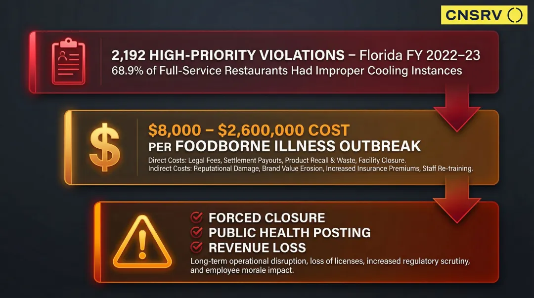Cost and compliance risks of improper food cooling violations in commercial kitchens