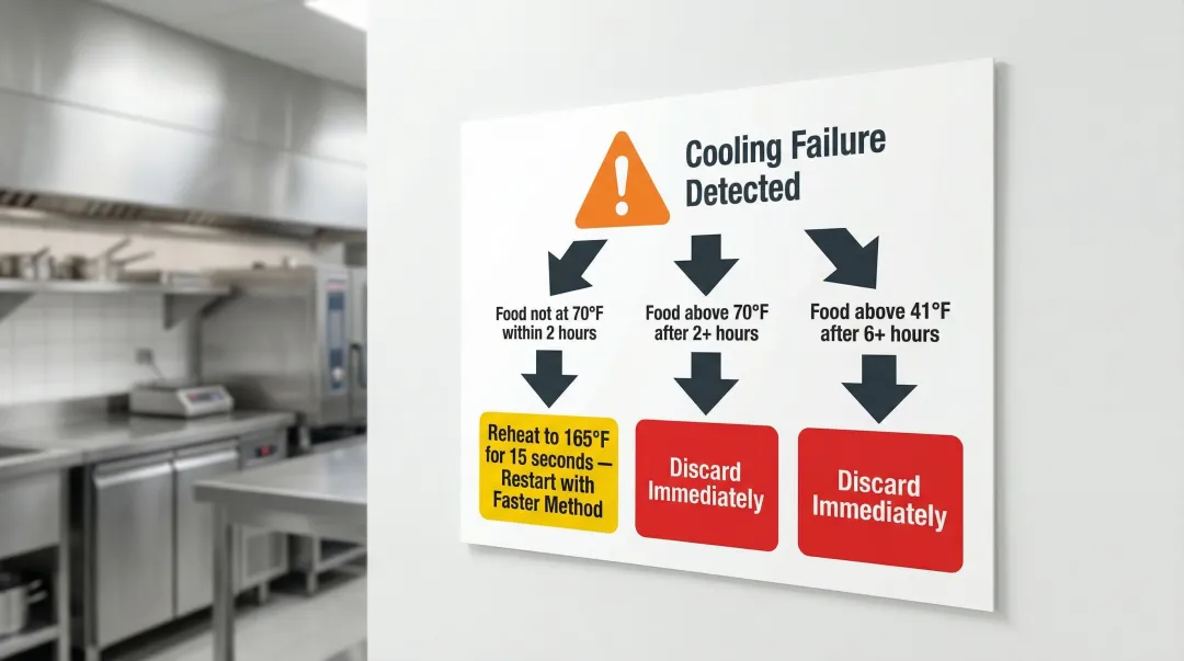 Cooling failure corrective action decision tree for food safety compliance
