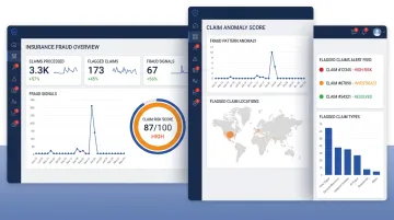 Machine learning fraud detection dashboard flagging suspicious insurance claims in real time