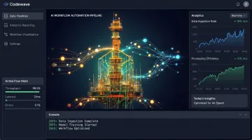 Codewave AI workflow automation platform dashboard displaying data pipeline analytics