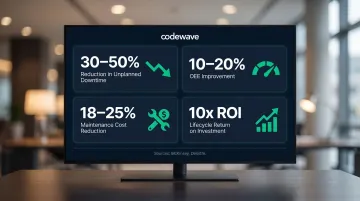 Predictive maintenance ROI benchmarks showing downtime reduction OEE gains and payback timeline