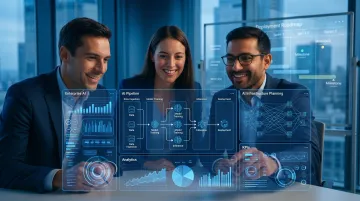 Enterprise AI consulting team collaborating on analytics strategy and deployment roadmap
