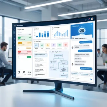AI virtual agent assisting IT helpdesk users