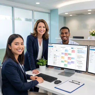Healthcare staff using AI scheduling tools