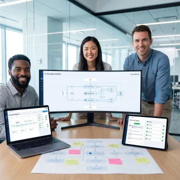 AI booking workflow process illustration