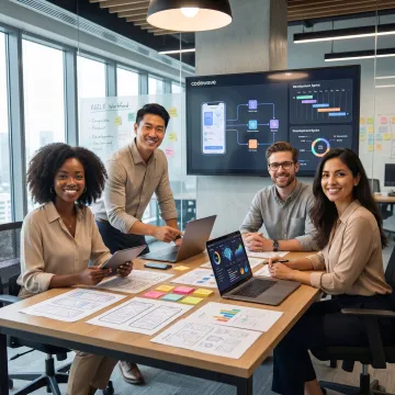 Team planning AI mobile app development process
