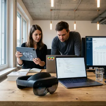 AR development team testing a spatial application