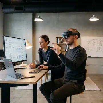 XR developer designing immersive enterprise application
