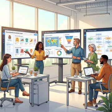 Team reviewing AI recommendation system performance