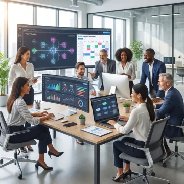 Team reviewing AI workflow automation