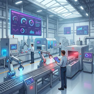 AI-powered manufacturing monitoring dashboard in a factory