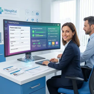 Hospital staff using automated patient intake tools