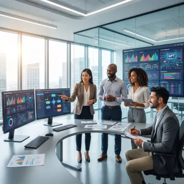 Enterprise team reviewing AI integration dashboards