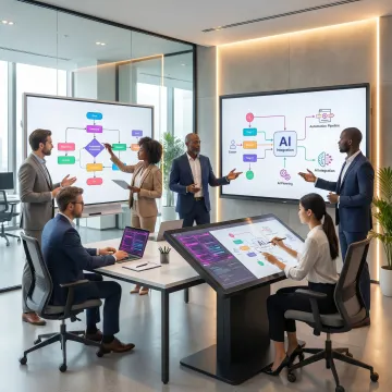 AI automation process workshop with workflow diagrams