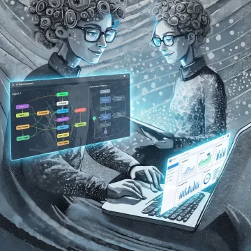 Custom AI agent development team at work