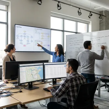 Team designing AI voice workflows for shipping
