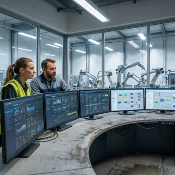 Industrial automation dashboard with connected systems