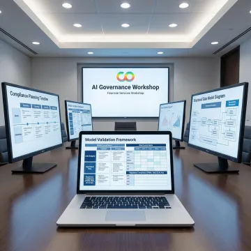 AI governance team reviewing financial risk controls