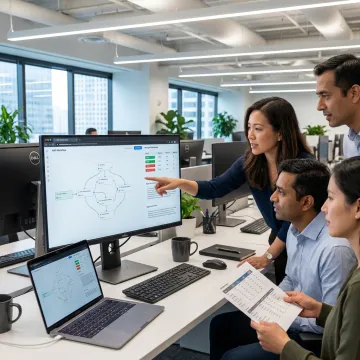 AI team reviewing prompt evaluation results