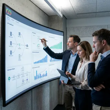 Consultants planning KPI dashboard workflow