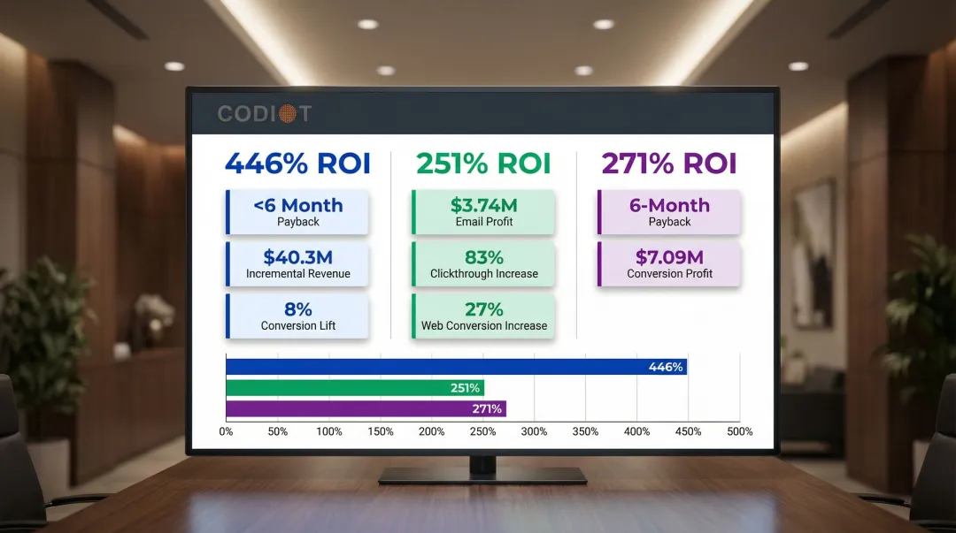 AI platform ROI comparison chart Optimizely Bloomreach Salesforce returns and payback periods