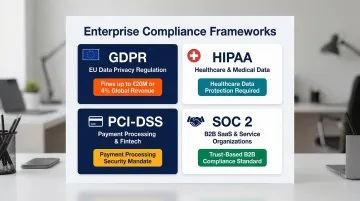 Enterprise software compliance frameworks GDPR HIPAA PCI-DSS SOC 2 requirements comparison