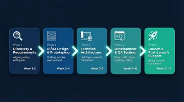 5-phase bespoke web development process flow from discovery to post-launch support