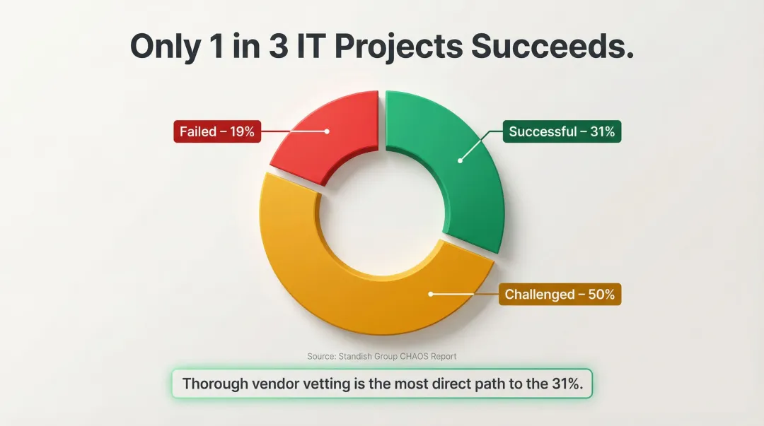 IT project success versus failure rates based on Standish Group CHAOS Report data