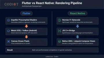 Flutter Impeller versus React Native Hermes rendering architecture side-by-side comparison