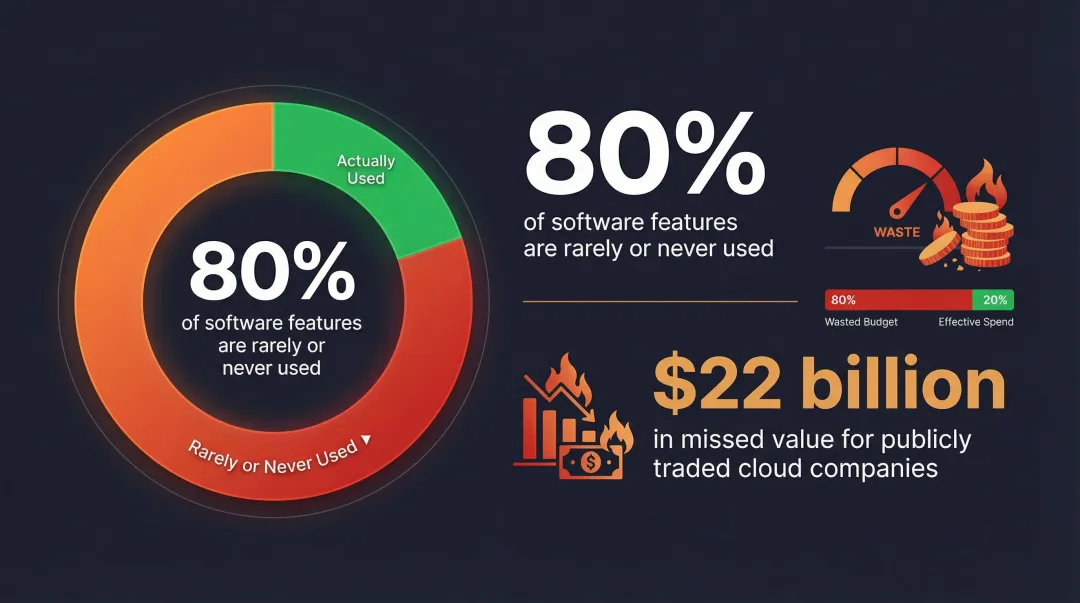 80 percent unused software features scope creep cost impact data visualization