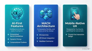 Three key modern e-commerce development trends for 2026 infographic